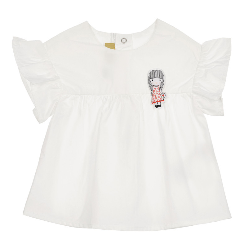 Βαμβακερή κοντομάνικη μπλούζα με απλικέ για κορίτσι  330848