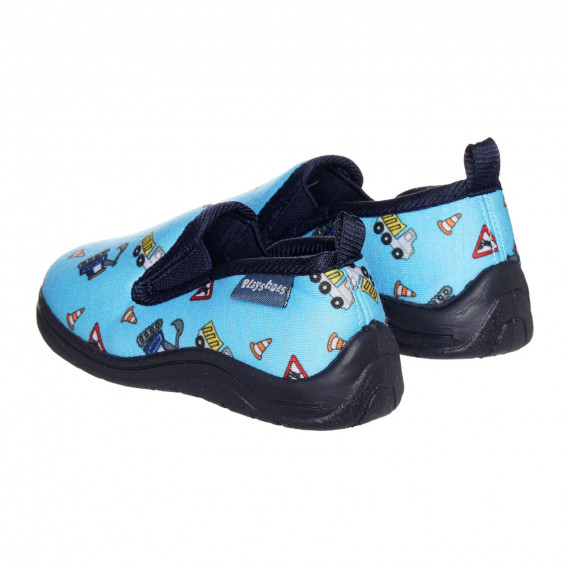 Μπλε βρεφικές παντόφλες με στάμπα Playshoes 331765 2
