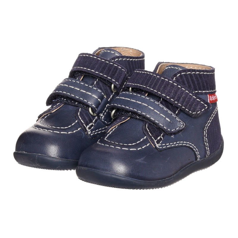 Γνήσιες δερμάτινες μπότες σε μπλε navy χρώμα με σουέντ λεπτομέρειες  331793