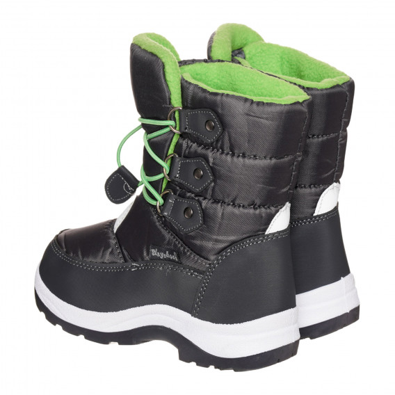 Σκούρα γκρι μποτάκια με πράσινες λεπτομέρειες Playshoes 332075 2