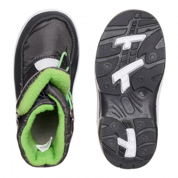 Σκούρα γκρι μποτάκια με πράσινες λεπτομέρειες Playshoes 332076 3