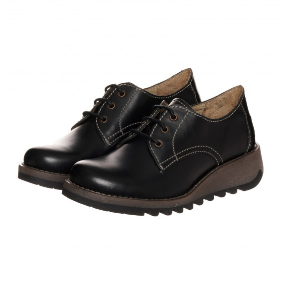Μαύρα δερμάτινα παπούτσια με κορδόνια Fly London 332191 