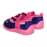 Μπλε βρεφικές παντόφλες με στάμπα Ελαφάκι και ροζ λεπτομέρειες  Playshoes 332671 2
