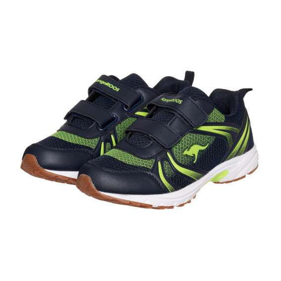 Μπλε navy αθλητικά παπούτσια με πράσινες λεπτομέρειες Kangaroos 332839 