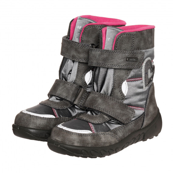 Μπότες σε σκούρο γκρι χρώμα με ροζ λεπτομέρειες Richter 332978 