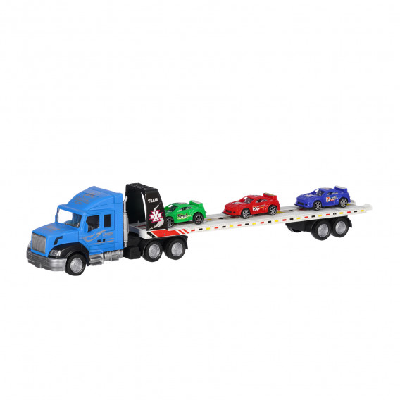 Μπλε φορτηγό μεταφοράς αυτοκινήτων με 3 αυτοκίνητα GOT 333244 