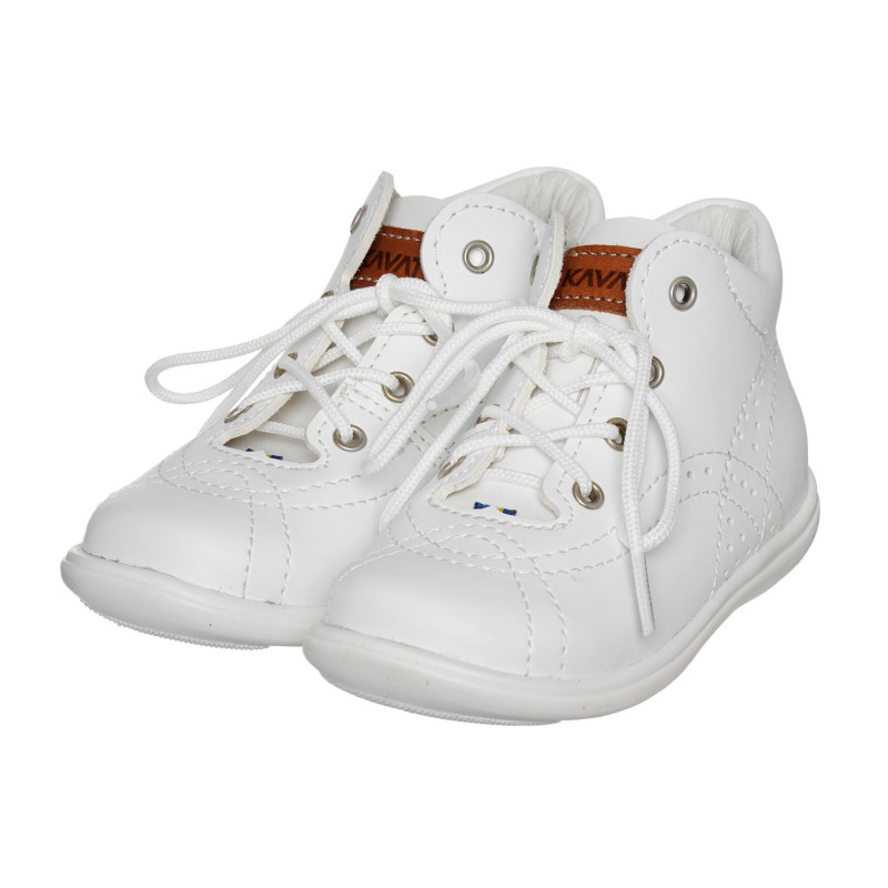 Λευκές μπότες από γνήσιο δέρμα με διακοσμητικές ραφές  333968