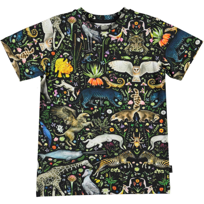 Πολύχρωμη κοντομάνικη μπλούζα με μυθικά ζωάκια  334521