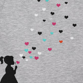 Μπλουζάκι με τύπωμα κοριτσιού με καρδιές, γκρι Acar 334602 2