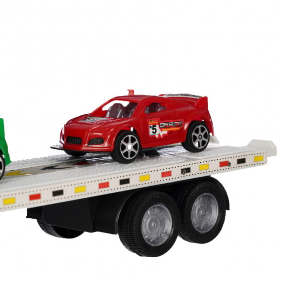 Κόκκινο φορτηγό μεταφοράς αυτοκινήτων με 3 αυτοκίνητα GOT 334622 3