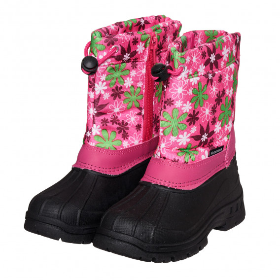 Μπότες Apres με floral print και ροζ λεπτομέρειες, σκούρο μπλε Best buy shoes 334675 