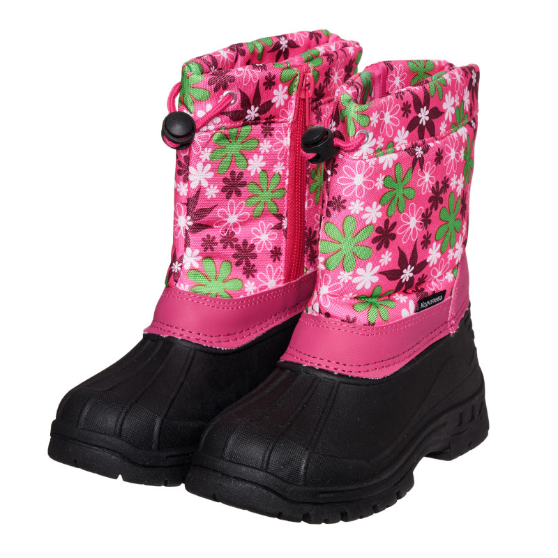 Μπότες Apres με floral print και ροζ λεπτομέρειες, σκούρο μπλε  334675