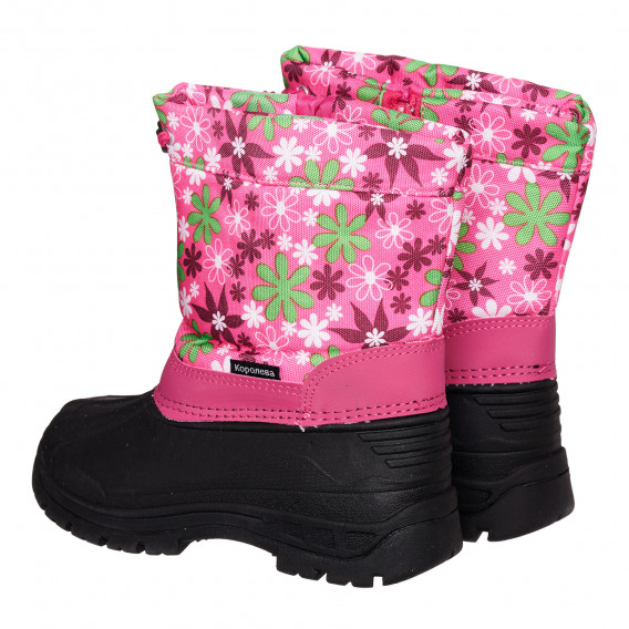 Μπότες Apres με floral print και ροζ λεπτομέρειες, σκούρο μπλε Best buy shoes 334678 4
