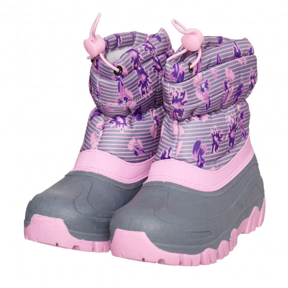 Μπότες Apres με floral print και ροζ λεπτομέρειες, γκρι Best buy shoes 334692 