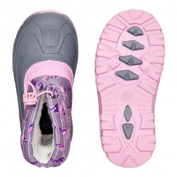 Μπότες Apres με floral print και ροζ λεπτομέρειες, γκρι Best buy shoes 334693 3