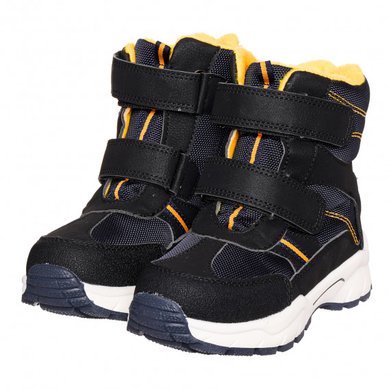 Ψηλά αθλητικά παπούτσια με κίτρινες λεπτομέρειες, σκούρο μπλε Best buy shoes 334695 