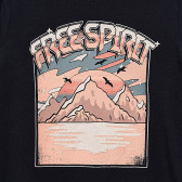 T-shirt από οργανικό βαμβάκι NAME IT με στάμπα «Free Spirit», σε σκούρο μπλε, για κορίτσια Name it 334767 2