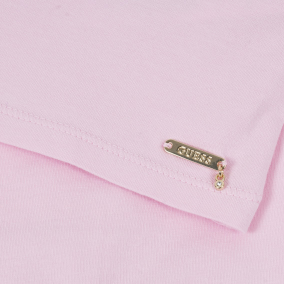 Ροζ κοντομάνικη μπλούζα με δαντέλα Guess 334977 3