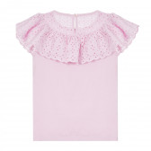 Ροζ κοντομάνικη μπλούζα με δαντέλα Guess 334978 4