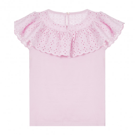 Ροζ κοντομάνικη μπλούζα με δαντέλα Guess 334978 4