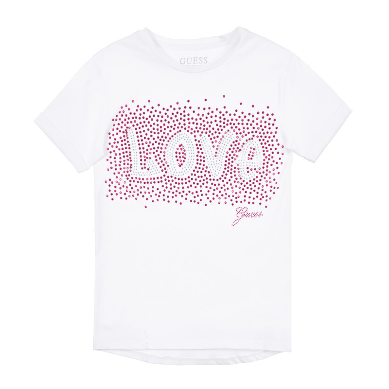 Λευκή κοντομάνικη μπλούζα με επιγραφή Love  335007