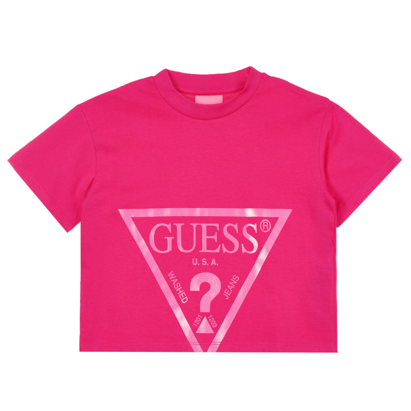 Ροζ κοντό μπλουζάκι με τριγωνικό στάμπα  335015