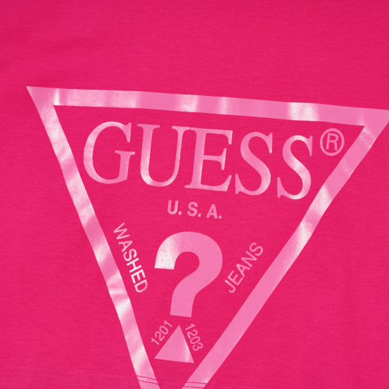 Ροζ κοντό μπλουζάκι με τριγωνικό στάμπα Guess 335016 2