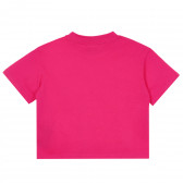 Ροζ κοντό μπλουζάκι με τριγωνικό στάμπα Guess 335018 4