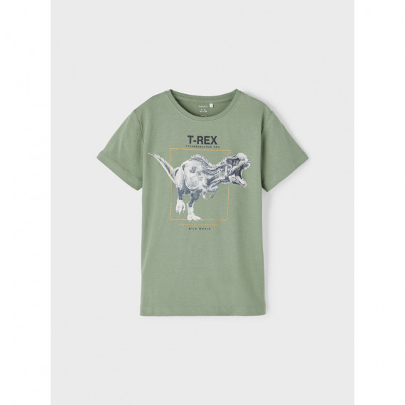 Πράσινο βαμβακερό μπλουζάκι με στάμπα T-REX Name it 335961 