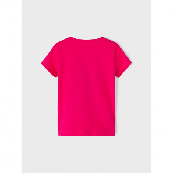 Ροζ βαμβακερό μπλουζάκι με Love print και φλοράλ πινελιές για ένα μωρό Name it 335968 2
