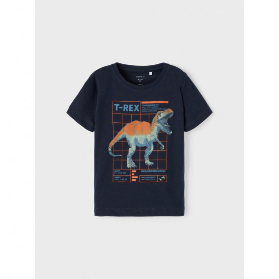 Βαμβακερό μπλουζάκι με στάμπα T-REX για μωρό, μπλε Name it 335982 