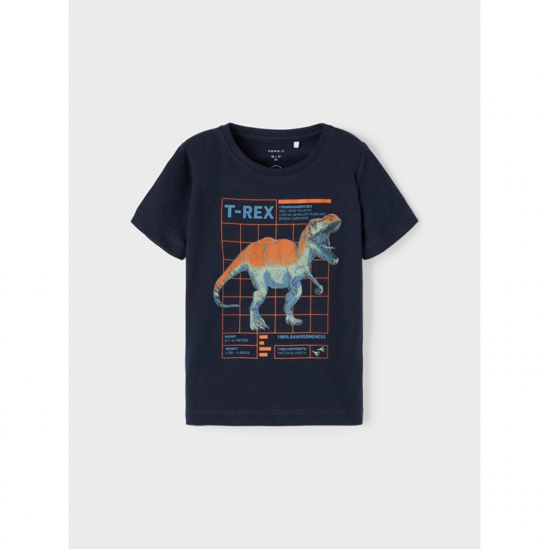 Βαμβακερό μπλουζάκι με στάμπα T-REX για μωρό, μπλε  335982