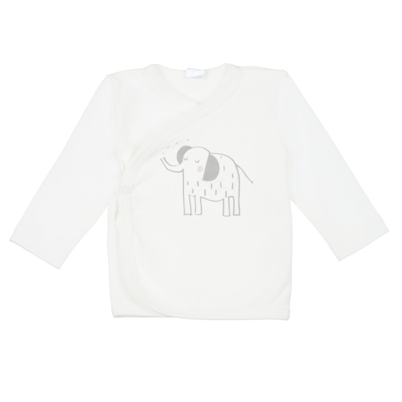 Γιλέκο από βαμβάκι με ελέφαντα για ένα μωρό, λευκό  336082