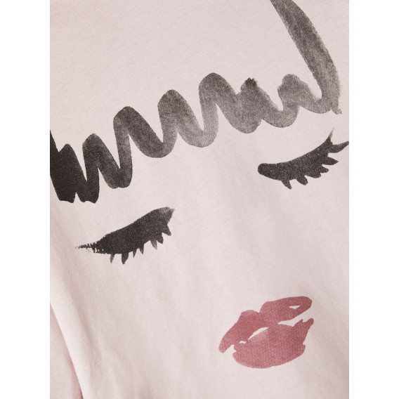 Ανοιχτό ροζ βαμβακερή μακρυμάνικη μπλούζα με στάμπα για κορίτσι Name it 336305 3