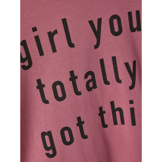 Ροζ βαμβακερή μακρυμάνικη μπλούζα με στάμπα &#39;&#39;Girl you totally got this&#39;&#39; Name it 336308 3