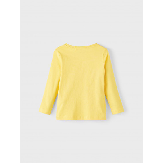 Κίτρινη βαμβακερή μακρυμάνικη μπλούζα με στάμπες διαφορετικής γραφής Name it 336325 2