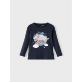 Μπλε navy βαμβακερή μακρυμάνικη μπλούζα με animal print Name it 336330 