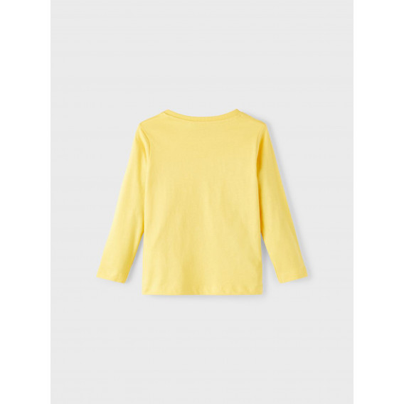 Κίτρινη βαμβακερή μακρυμάνικη μπλούζα με την επιγραφή &#39;&#39;Feel good today&#39;&#39; Name it 336340 2