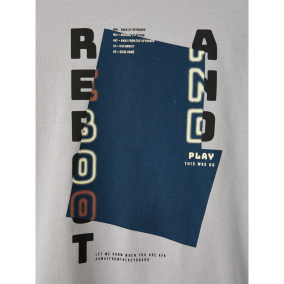 Γκρι μακρυμάνικη βαμβακερή μπλούζα με επιγραφή Reboot Name it 336383 3