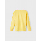 Κίτρινη βαμβακερή μακρυμάνικη μπλούζα με στάμπα vintage spirit Name it 336385 2