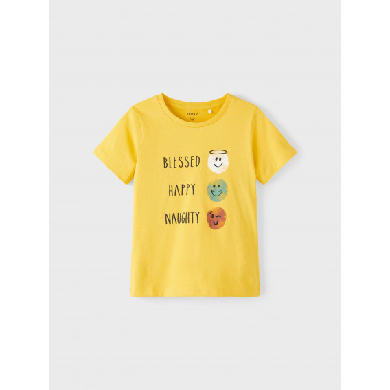 Blessed cotton t-shirt for baby, κίτρινο Name it 336430 