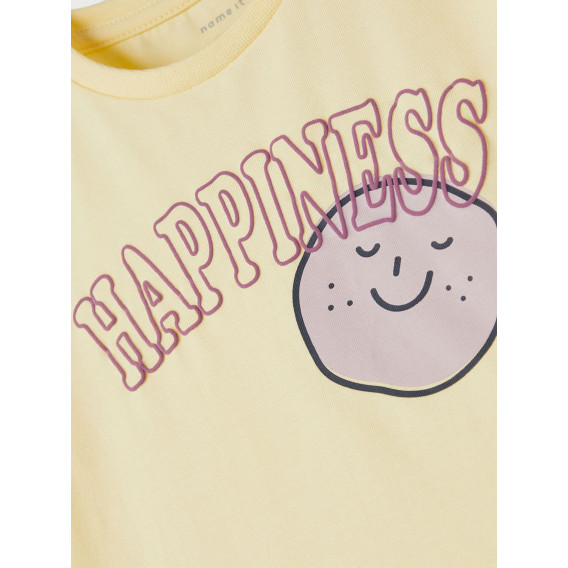 Βαμβακερό μπλουζάκι Happiness για το μωρό, κίτρινο Name it 336440 3