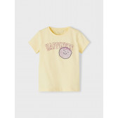 Βαμβακερό μπλουζάκι Happiness για το μωρό, κίτρινο Name it 336441 