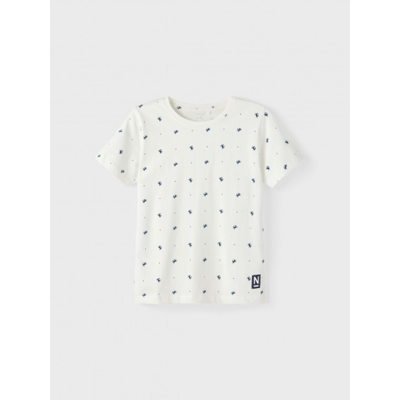 Βαμβακερό μπλουζάκι με στάμπα γαρίδας, λευκό Name it 336459 