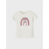 T-shirt από οργανικό βαμβάκι με στάμπα ουράνιου τόξου, λευκό Name it 336474 