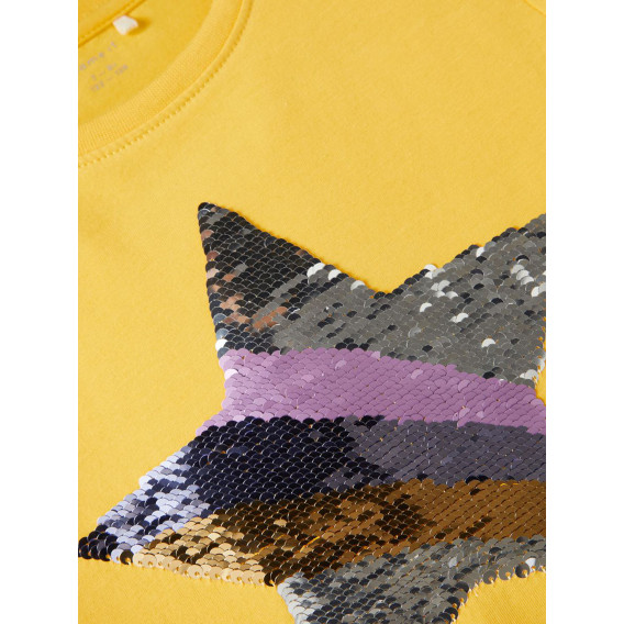 Μακρυμάνικη μπλούζα από οργανικό βαμβάκι Star, κίτρινο Name it 336476 3