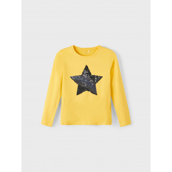 Μακρυμάνικη μπλούζα από οργανικό βαμβάκι Star, κίτρινο Name it 336477 4