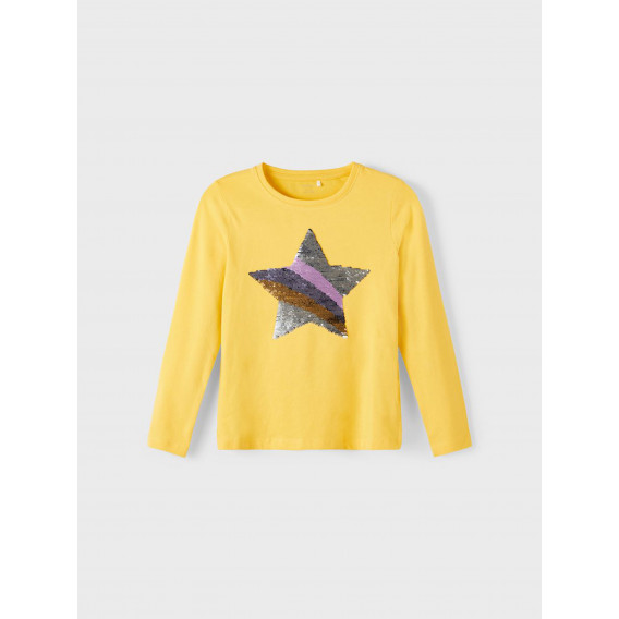 Μακρυμάνικη μπλούζα από οργανικό βαμβάκι Star, κίτρινο Name it 336478 