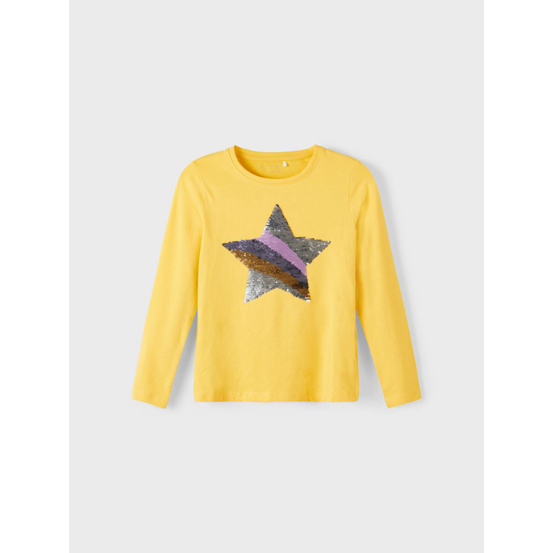 Μακρυμάνικη μπλούζα από οργανικό βαμβάκι Star, κίτρινο  336478