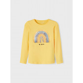 Μακρυμάνικη μπλούζα από οργανικό βαμβάκι ουράνιο τόξο, κίτρινο Name it 336485 